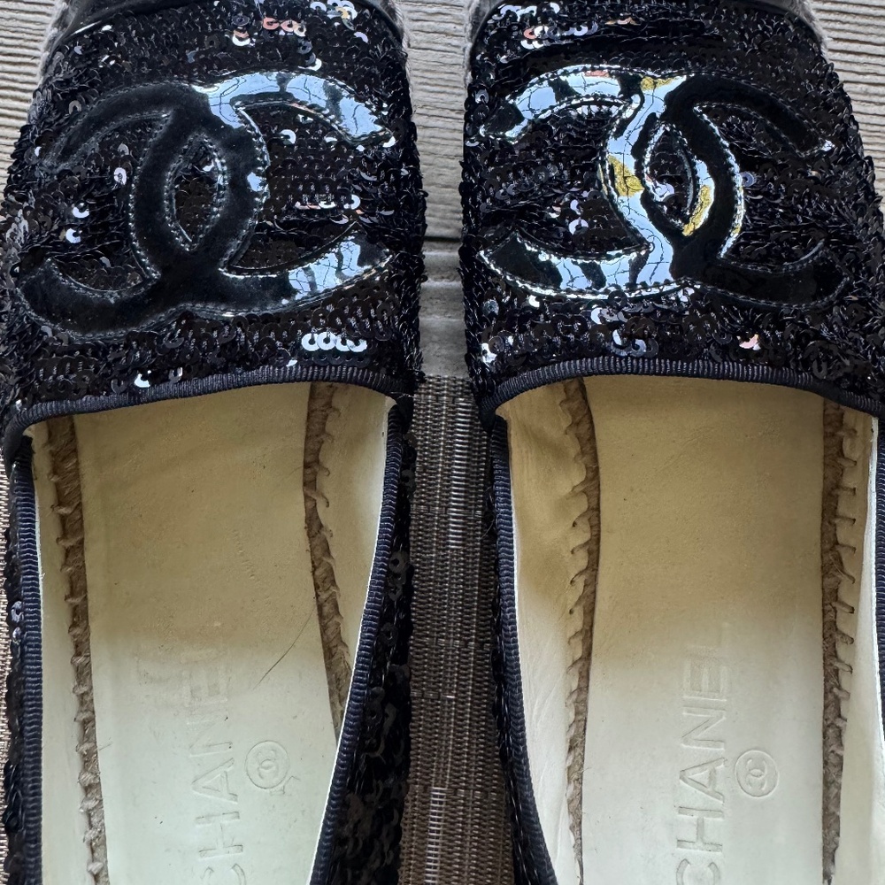 Chanel Black Sequin Espadrilles - image 1